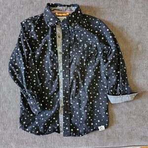 Free Planet Kids 100% Cotton Star Pattern Button Down Shirt Black Size 4T